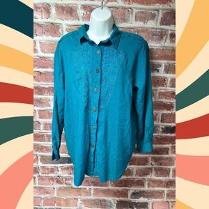 Laura’s Jayne Two Collection Green Button-Down Shirt – Women’s 18W